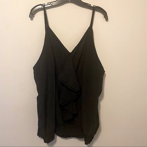 Black tank top with ruffle detail and banded hem 26/28